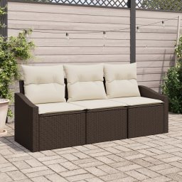 vidaXL Tuinbankenset 3 st Bruin en wit poly rattan