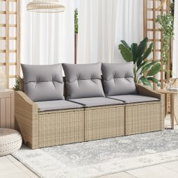 vidaXL Tuinbankenset 3 st Beige en Licht Grijs poly rattan
