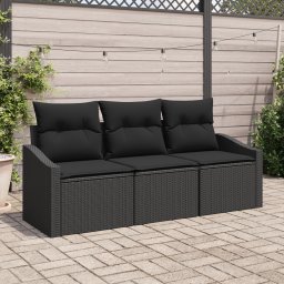 vidaXL Tuinbankenset 3 st Zwart poly rattan