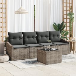 vidaXL Bankstel 5 st Grijs poly rattan