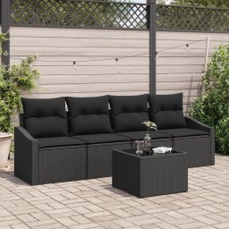 vidaXL Bankstel 5 st Zwart poly rattan