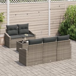 vidaXL Bankstel 6 st Grijs poly rattan
