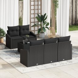 vidaXL Bankstel 6 st Zwart poly rattan