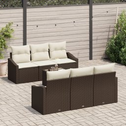 vidaXL Bankstel 7 st Bruin en Crème poly rattan