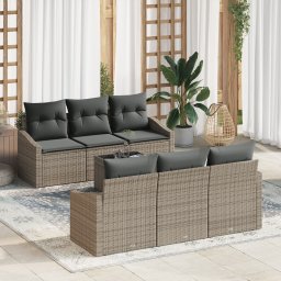 vidaXL Bankstel 7 st Grijs poly rattan