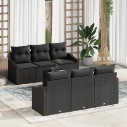 vidaXL Bankstel 7 st Zwart poly rattan