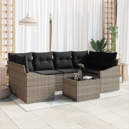 vidaXL Bankstel 7 st Grijs poly rattan