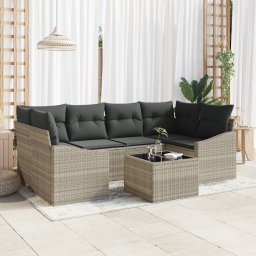vidaXL Bankstel 7 st Licht Grijs en Donker Grijs poly rattan