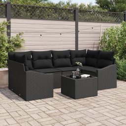 vidaXL Bankstel 7 st Zwart poly rattan