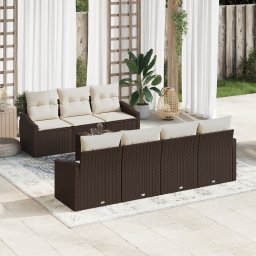 vidaXL Bankstel 8 st Bruin en Crème poly rattan