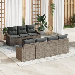 vidaXL Bankstel 8 st Grijs poly rattan