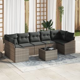vidaXL Bankstel 8 st Grijs poly rattan
