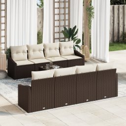 vidaXL Bankstel 7 st Bruin en Crème poly rattan