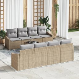 vidaXL Bankstel 7 st Beige en Grijs poly rattan