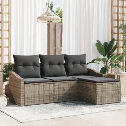 vidaXL Bankstel 4 st Grijs poly rattan
