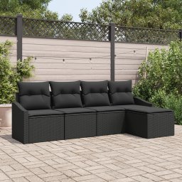 vidaXL Bankstel 5 st Zwart poly rattan
