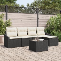 vidaXL Bankstel 5 st Bruin en Crème poly rattan