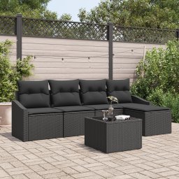 vidaXL Bankstel 6 st Zwart poly rattan