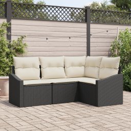 vidaXL Tuinbankenset 4 st Zwart en Wit poly rattan