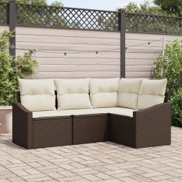 vidaXL Tuinbankenset 4 st Bruin en wit poly rattan