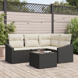 vidaXL Tuinbankenset 5 st Bruin en Crème poly rattan