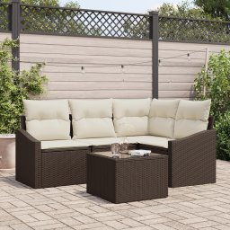 vidaXL Tuinbankenset 5 st Bruin en Crème poly rattan