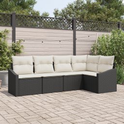 vidaXL Tuinbankenset 5 st Zwart en Wit poly rattan
