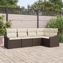 vidaXL Tuinbankenset 5 st Bruin en wit poly rattan