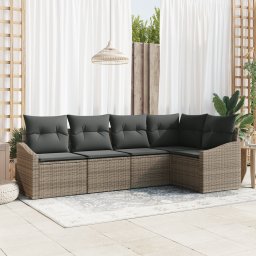 vidaXL Tuinbankenset 5 st Grijs poly rattan