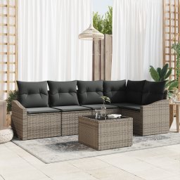 vidaXL Tuinbankenset 6 st Lichtgrijs poly rattan