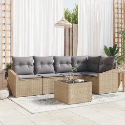 vidaXL Tuinbankenset 6 st Beige en Licht Grijs poly rattan