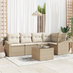 vidaXL Tuinbankenset 6 st Beige en Crème poly rattan