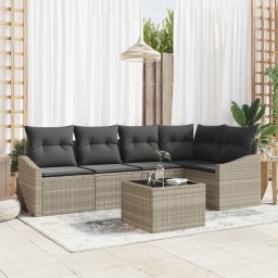 vidaXL Tuinbankenset 6 st Lichtgrijs poly rattan