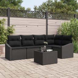vidaXL Tuinbankenset 6 st Zwart poly rattan