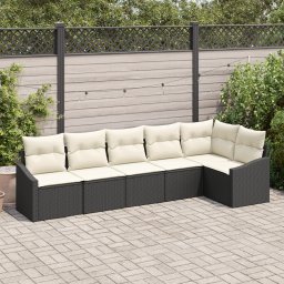 vidaXL Tuinbankenset 6 st Zwart en Wit poly rattan