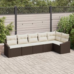 vidaXL Tuinbankenset 6 st Bruin en wit poly rattan