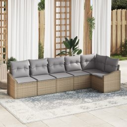 vidaXL Tuinbankenset 6 st Beige en Licht Grijs poly rattan