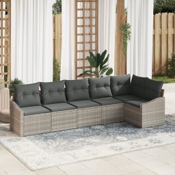 vidaXL Tuinbankenset 6 st Lichtgrijs poly rattan