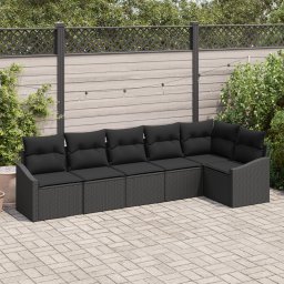 vidaXL Tuinbankenset 6 st Zwart poly rattan