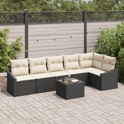 vidaXL Tuinbankenset 7 st Bruin en Crème poly rattan