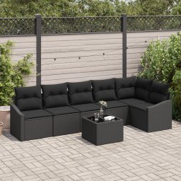 vidaXL Tuinbankenset 7 st Zwart poly rattan