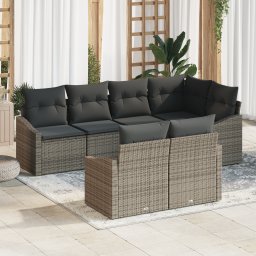 vidaXL Tuinbankenset 7 st Grijs poly rattan