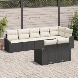 vidaXL Tuinbankenset 8 st Zwart en Wit poly rattan
