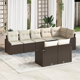 vidaXL Tuinbankenset 8 st Bruin en wit poly rattan