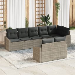 vidaXL Tuinbankenset 8 st Lichtgrijs poly rattan