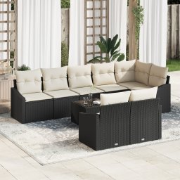 vidaXL Tuinbankenset 9 st Bruin en Crème poly rattan