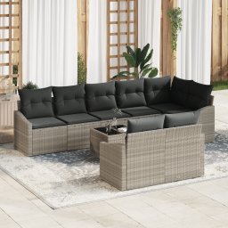 vidaXL Tuinbankenset 9 st Lichtgrijs poly rattan