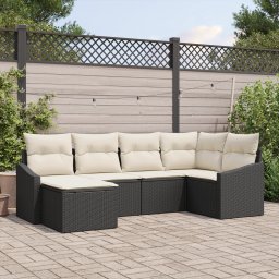 vidaXL Tuin Eetset 6 st Zwart en Crème