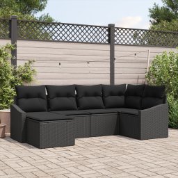 vidaXL Tuin Eetset 6 st Zwart Poly Rattan en Poedergecoat Staal