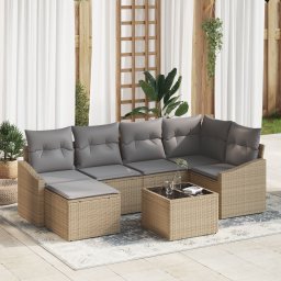 vidaXL Tuin Eetset 7 st Beige en Licht Grijs